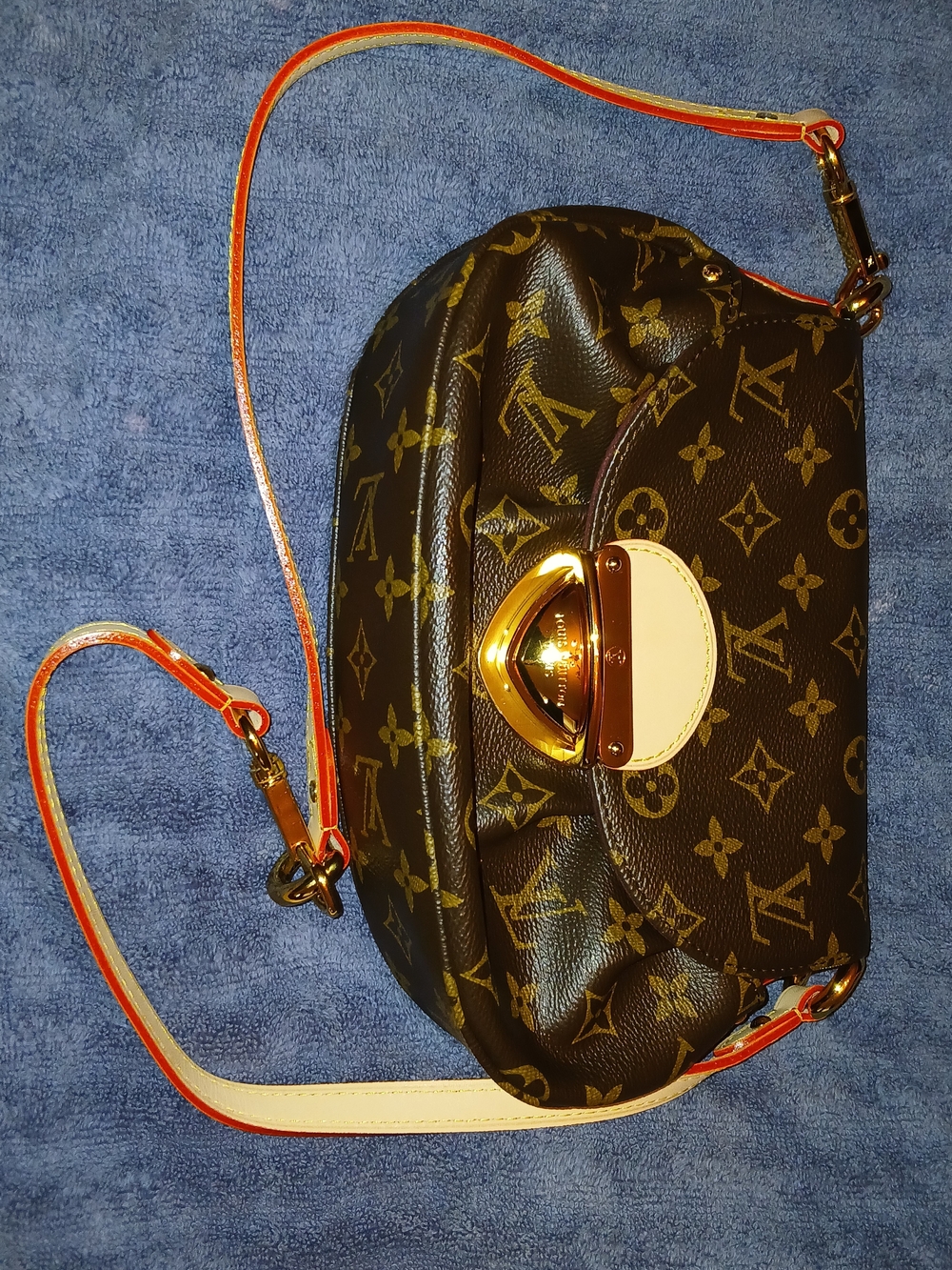 Louis Vuitton Monogram Shoulder Bag with Orange-Trim Strap